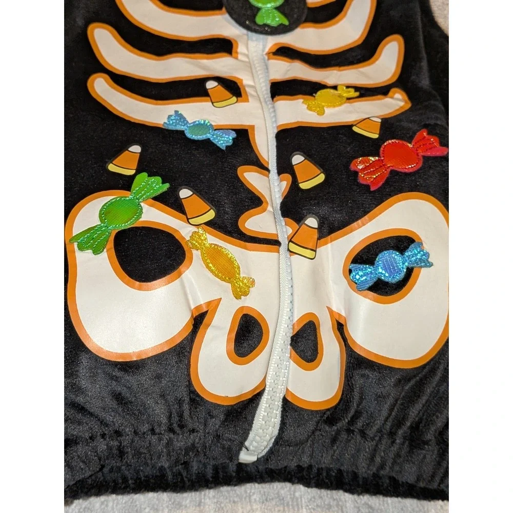 Hallow's‎ Eve Halloween Skeleton Candy Vest Costume 6-9 Months Hooded NEW